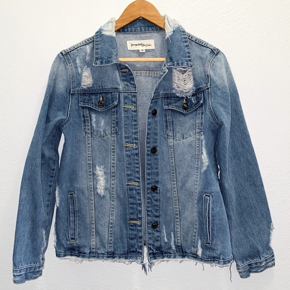Young Hearts Run Free Jackets & Blazers - Distressed Jean Jacket